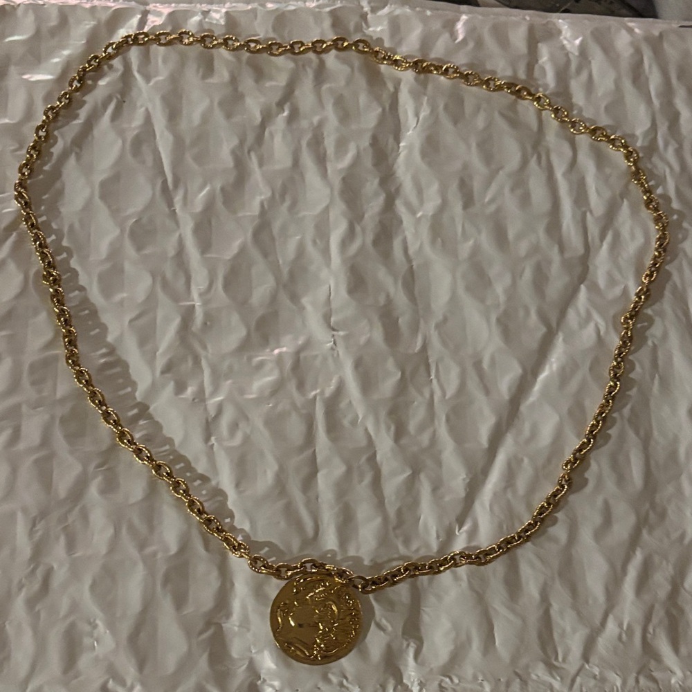 Gold Coin Pendant Chain Necklace - Women Jewelry